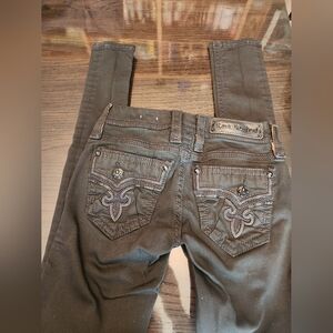 Rock Revival Black Jeans with Embroidered Pockets Alba Skinny Size 25 Nwot